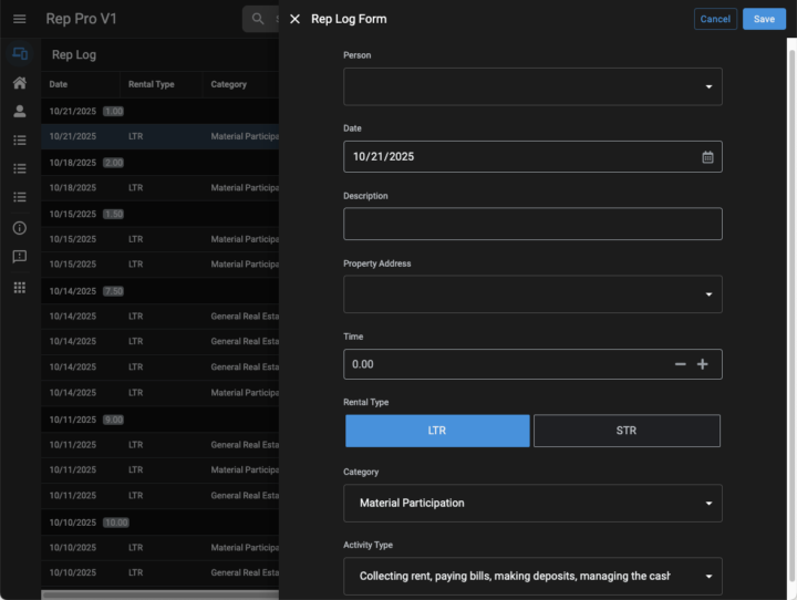 General Real Estate Activity and Material Participation Hours