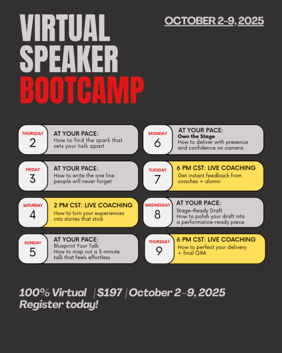   Virtual Speaker Bootcamp — October 2–9