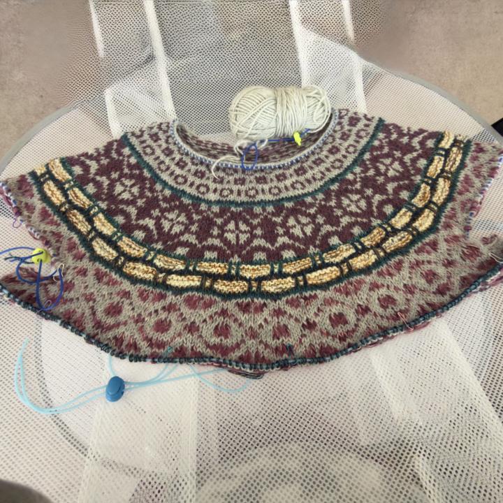 First 3 clues, no collar yet. Not sure if I like it, but blocking this and wait for next clue. 