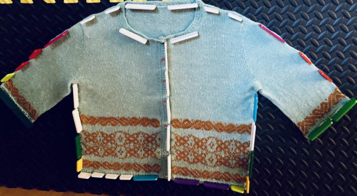 Ailis cardigan blocking 