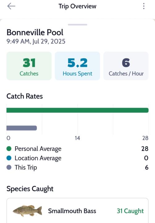 3 days over 30 bass per day not bad