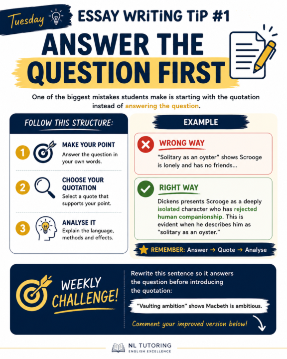 Tuesday Essay Writing - Answer the question first