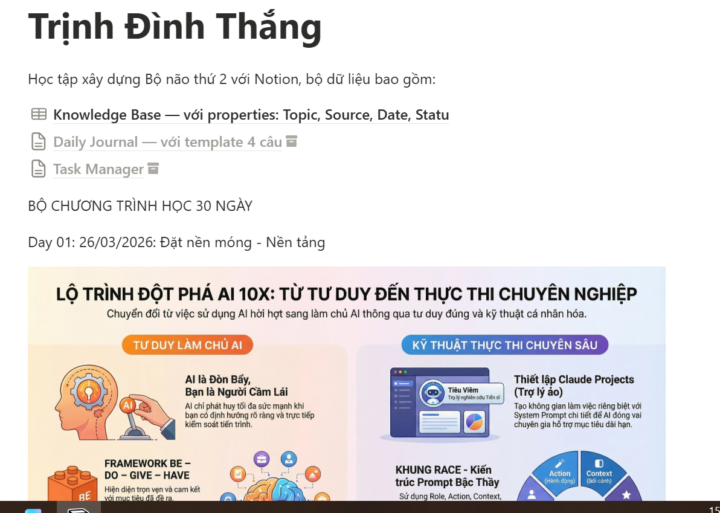 Day 4 29/03: Setup Notion — 3 Database Cốt Lõi