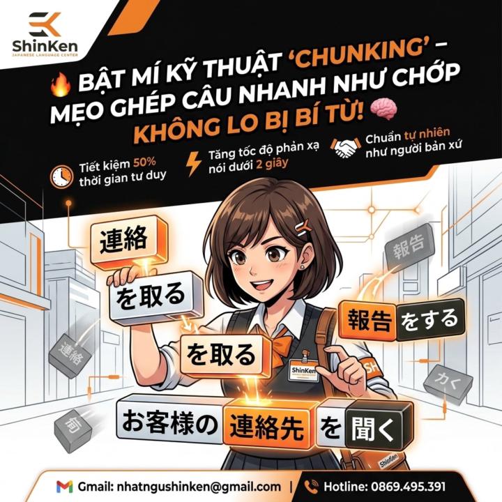 🔥 BẬT MÍ KỸ THUẬT "CHUNKING" – MẸO GHÉP CÂU NHANH NHƯ CHỚP KHÔNG LO BỊ BÍ TỪ! 🧠