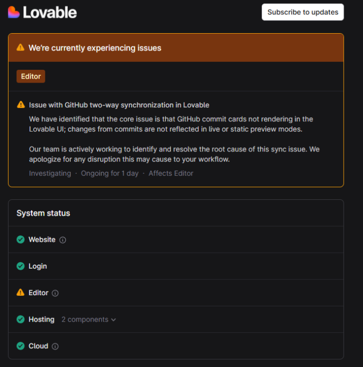 Lovable hat jetzt häufiger mal Störungen