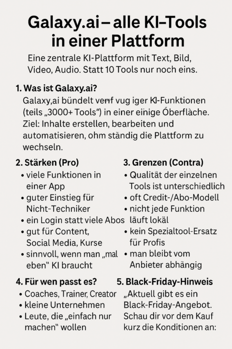 Wer kennt 🌌 Galaxy.ai – alle KI-Tools in einer Plattform