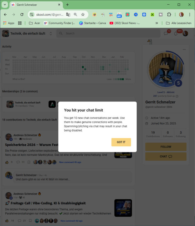 Wer kennt dies 🙄 Chatten auf Skool 👫 total begenzt 😭 ? 