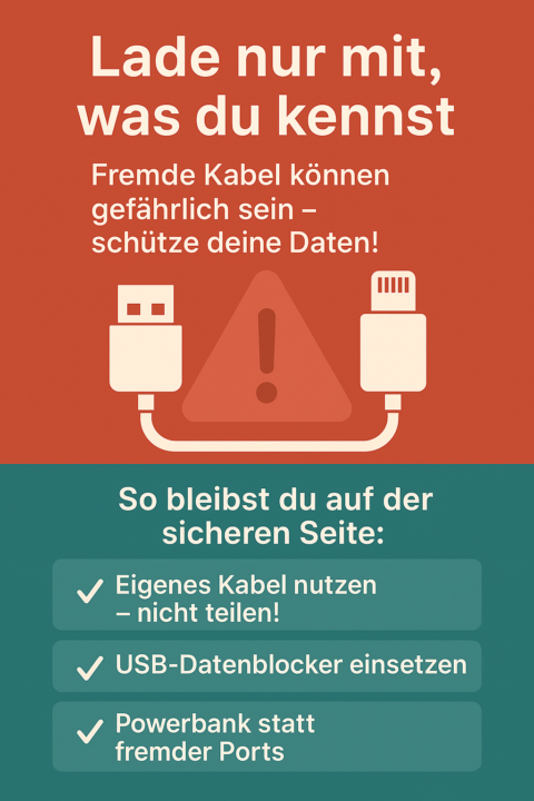 🔌 Fremde Kabel? Finger weg! – So schützt du deine Daten beim Laden