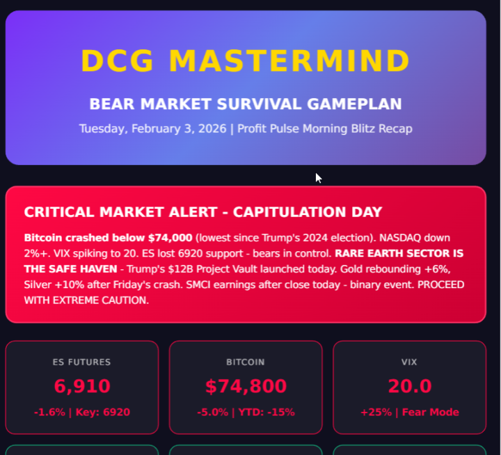 CRITICAL MARKET CONDITIONS: