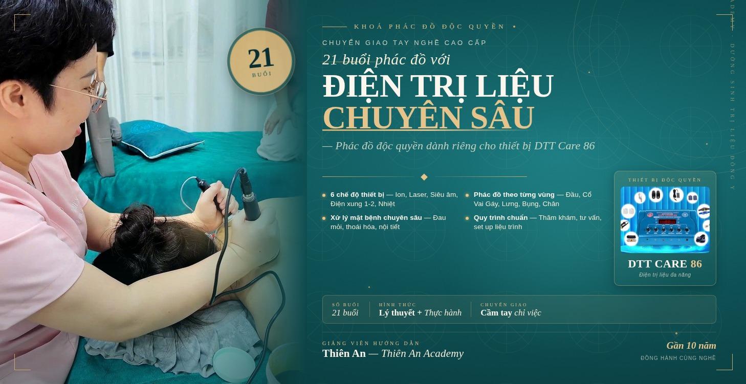 21 bài giảng chuyên sâu kết hợp với máy DTT Care