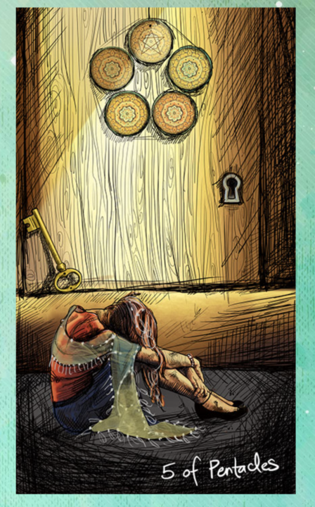 Card Pull -- 5 of Pentacles/Evening calls next few weeks