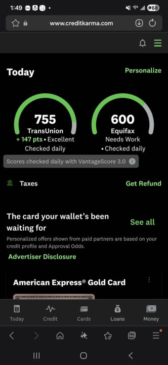 1 week credit  score updates.  
