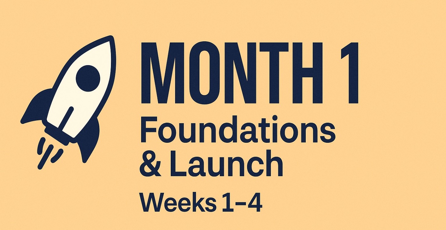 🚀 Month 1: Foundations & Launch (Weeks 1–4)