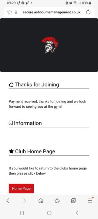 Signed up to Gym