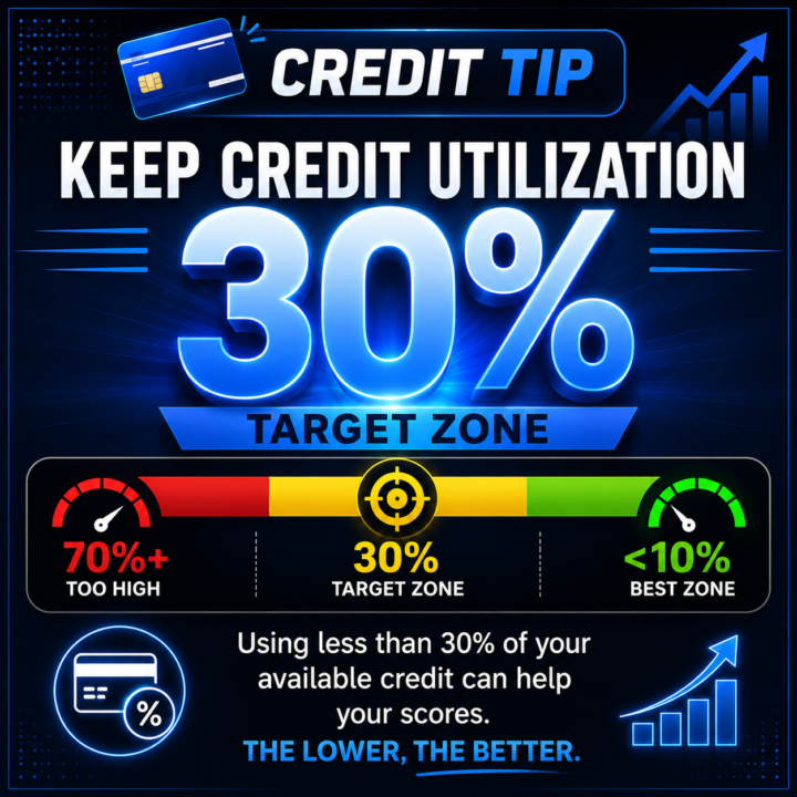CREDIT TIP: Keep Utilization Under 30%