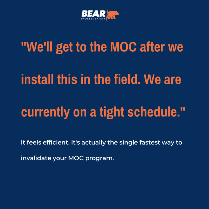 "We'll get to the MOC after we install this in the field. We are currently on a tight schedule."