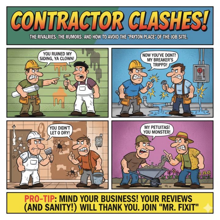 CONTRACTOR CLASHES! THE RIVALRIES, THE RUMORS, AND HOW TO AVOID THE PEYTON PLACE OF THE JOB SITE