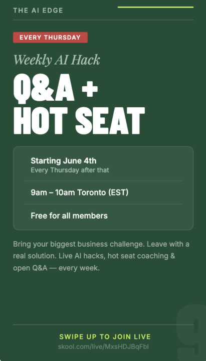 Weekly AI Hack: Q&A + Hot Seat Starts June 4th