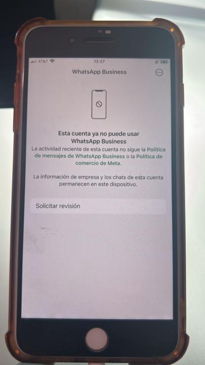 Bloqueo de cuenta de WhatsApp Business el día 26 de enero del 2026