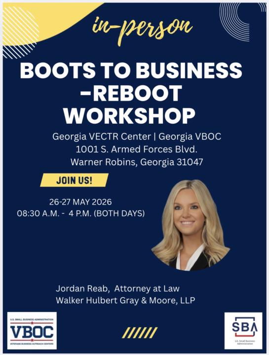 Upcoming In-person Boots to Business - Reboot 2-Day Workshop
