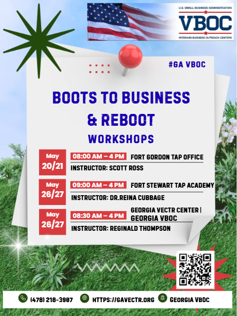 Upcoming Boots to Business & Reboot Workshops