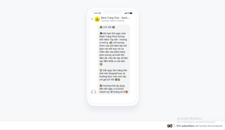 Gửi Broadcasts Được có 1/5 User