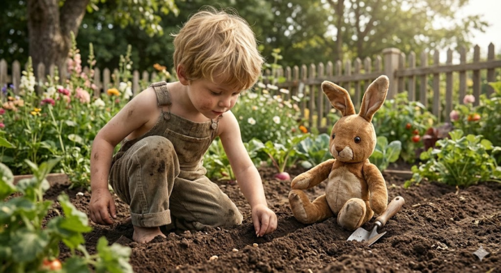 velveteen rabbit in the garden