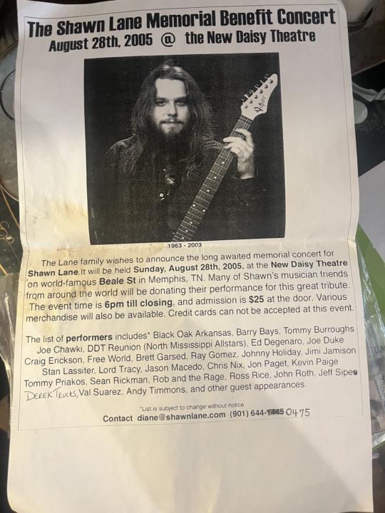 The Original Poster for Shawns Memorial and a Letter from Brett Garsed