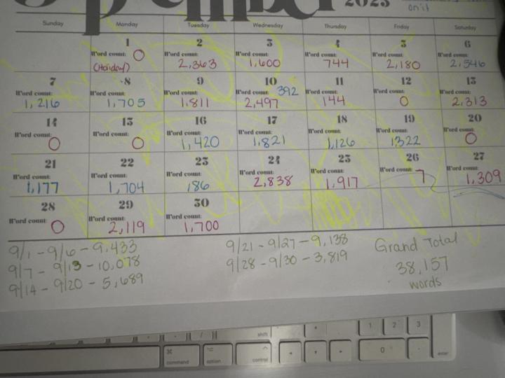 September writing goals