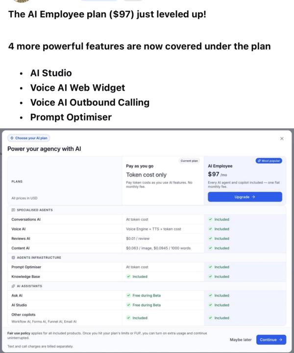 AI Employee Plan ($97 mo) just leveled up!