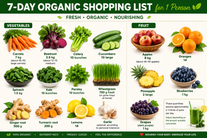 🛒 7-Day Organic Shopping List (1 person)