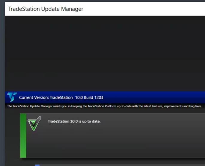 Forcing Tradestation v10 to update to the latest version.  