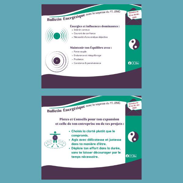  ✨ BULLETIN ÉNERGÉTIQUE Yi Jing – Semaine du 22 au 28 décembre 2025