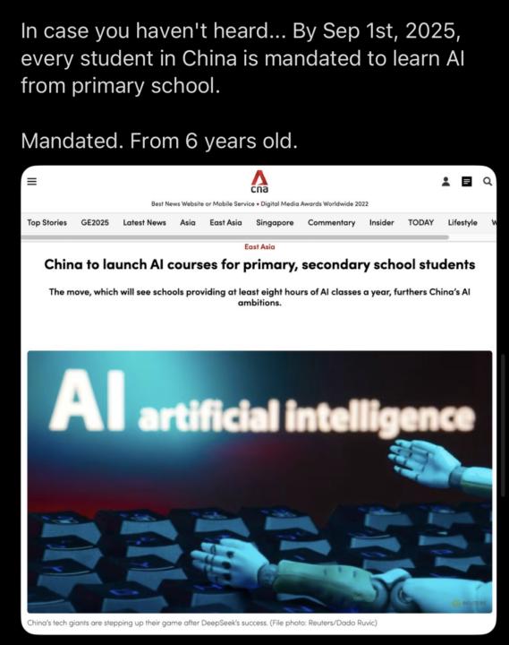 AI Mandates for Children’s education in China