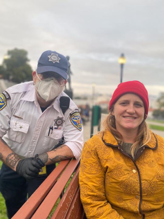 Seeing a old friend when on patrol in Dolores park,