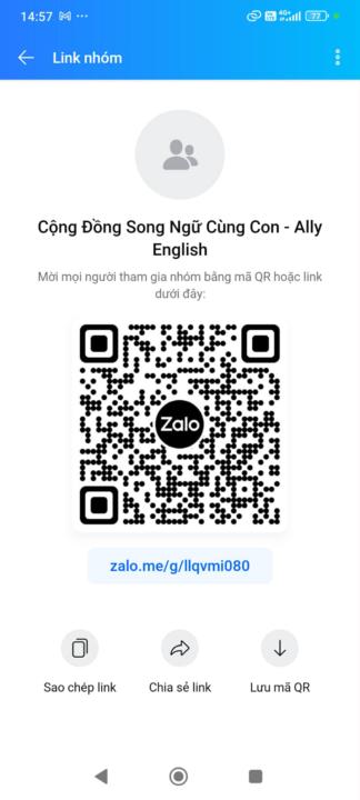 Group Zalo Cho Nhóm Song Ngữ Cùng Con