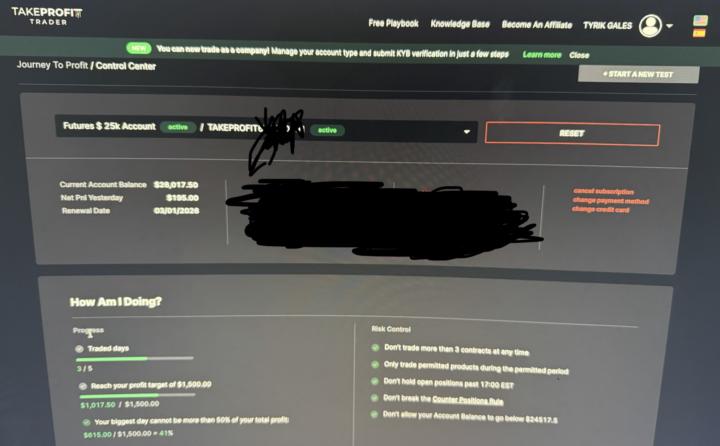 📊 Take Profit Trader Eval – Progress Update