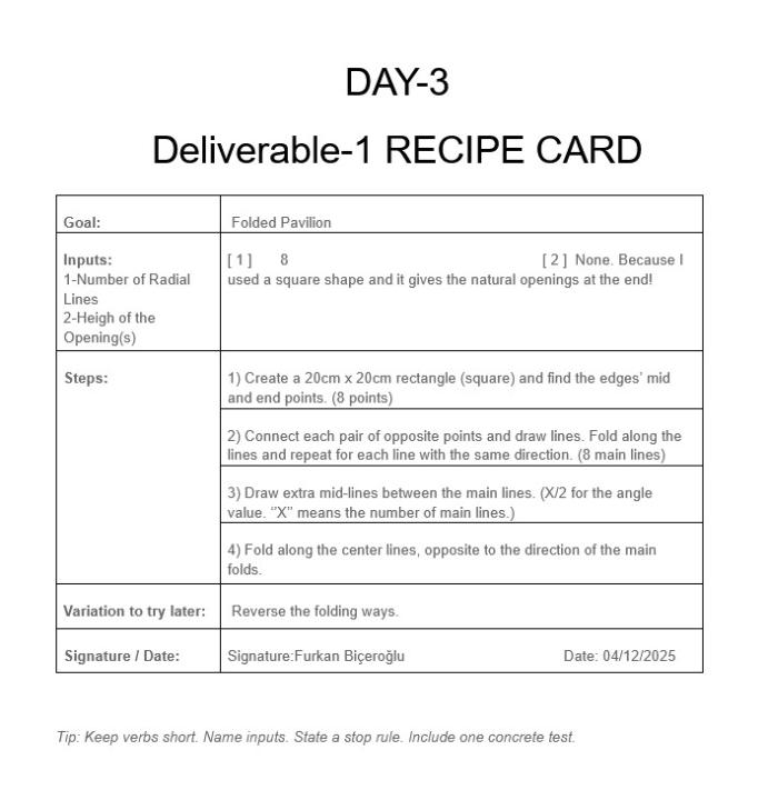 Day -3- Folding Radial Pavilion