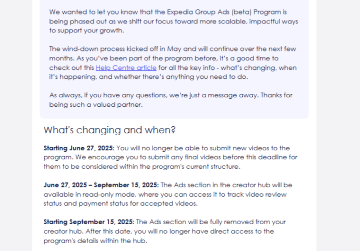 EXPEDIA GROUP TRAVEL CREATOR PROGRAM