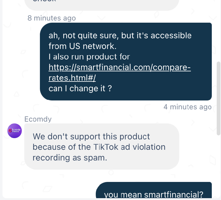 Ecomdy not allow Smartfinancial