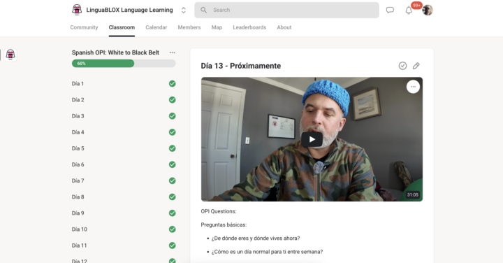 Spanish White Belt to Black Belt: Días 13, 14, & 15