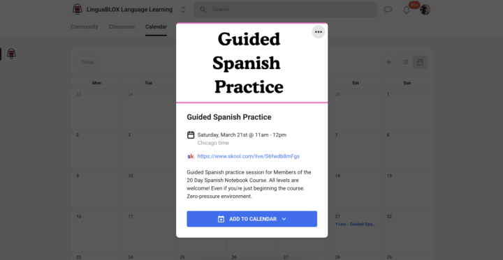 Saturday Spanish Session - March 21st