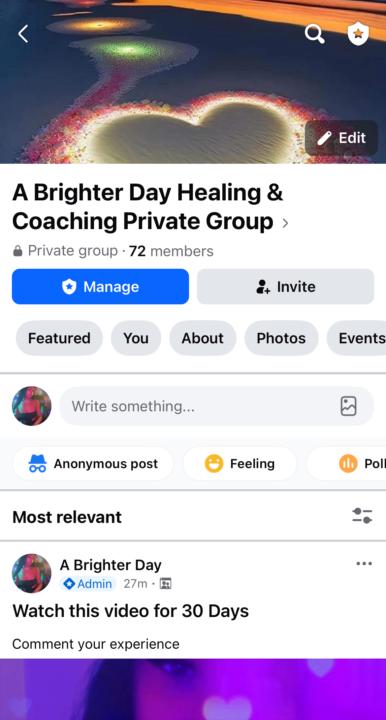 Join My A Brighter Day Facebook Community 