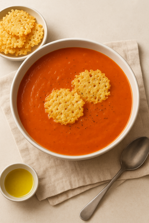 Tomato Bisque with Parmesan Crisps
