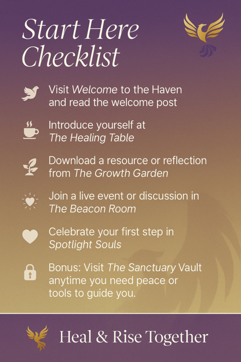 Your Start Here Checklist, Heal & Rise Together