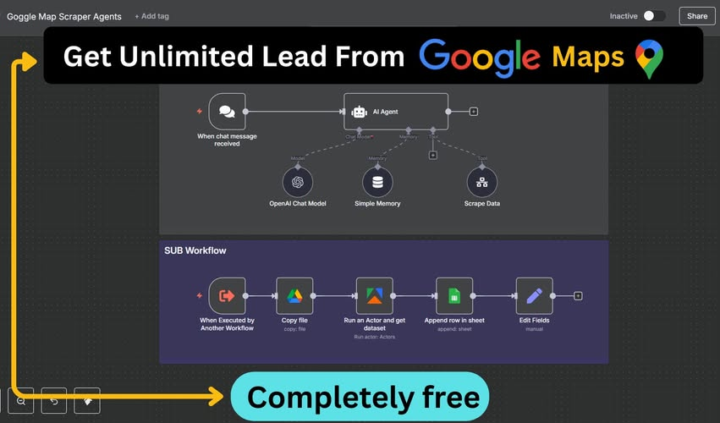 1️⃣ Google Map Scraper AI Agent — Get Unlimited Leads 