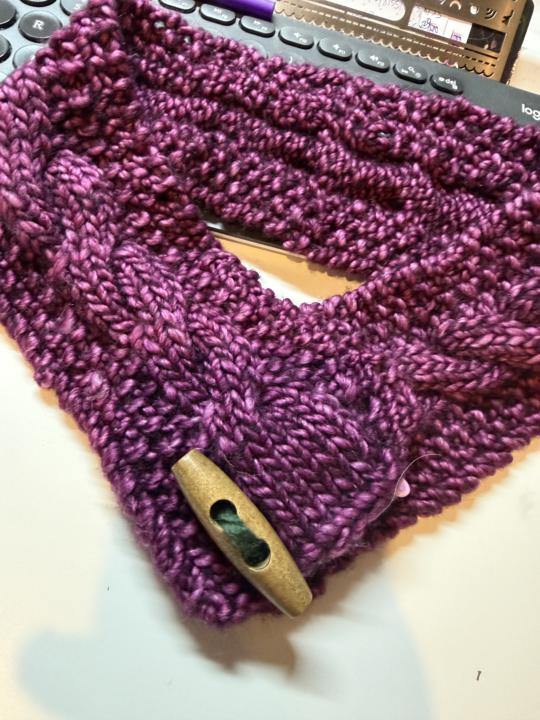 Cabled Scarflette Button Selection