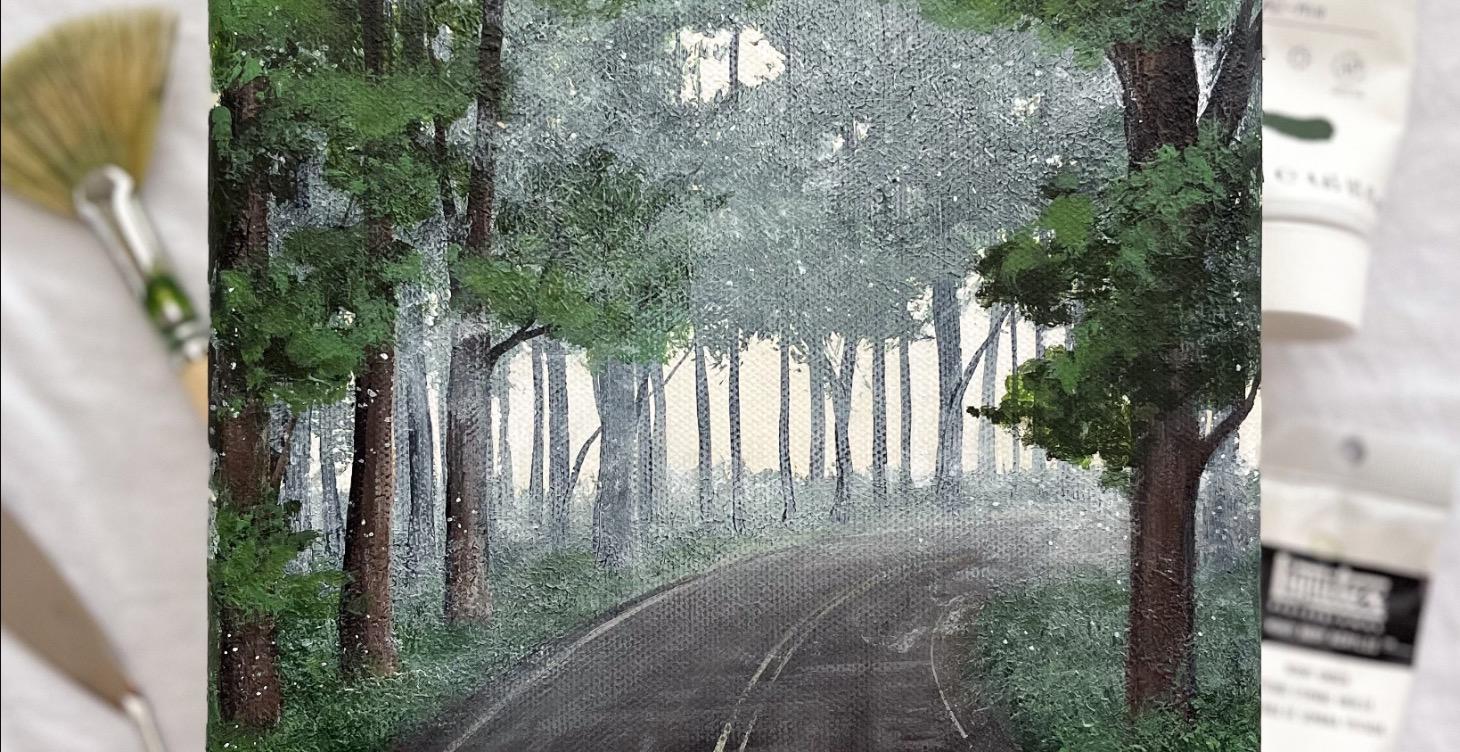 Foggy Road Through the Trees