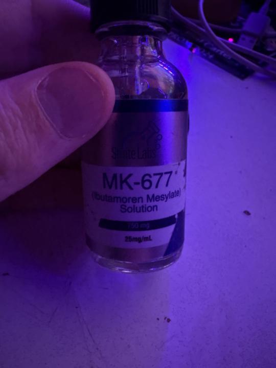 Question: for mk 677 if the bottle is 750 ml and the dosage is 25ml/mg how much ml should I take?