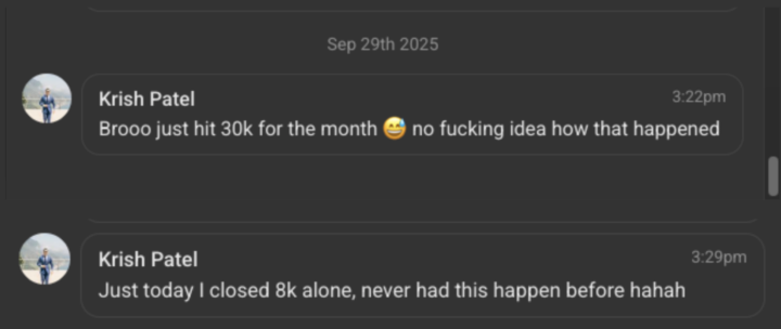 Big Congrats To Krish 🎉  $0 to $30K/m in 3-4 Months 